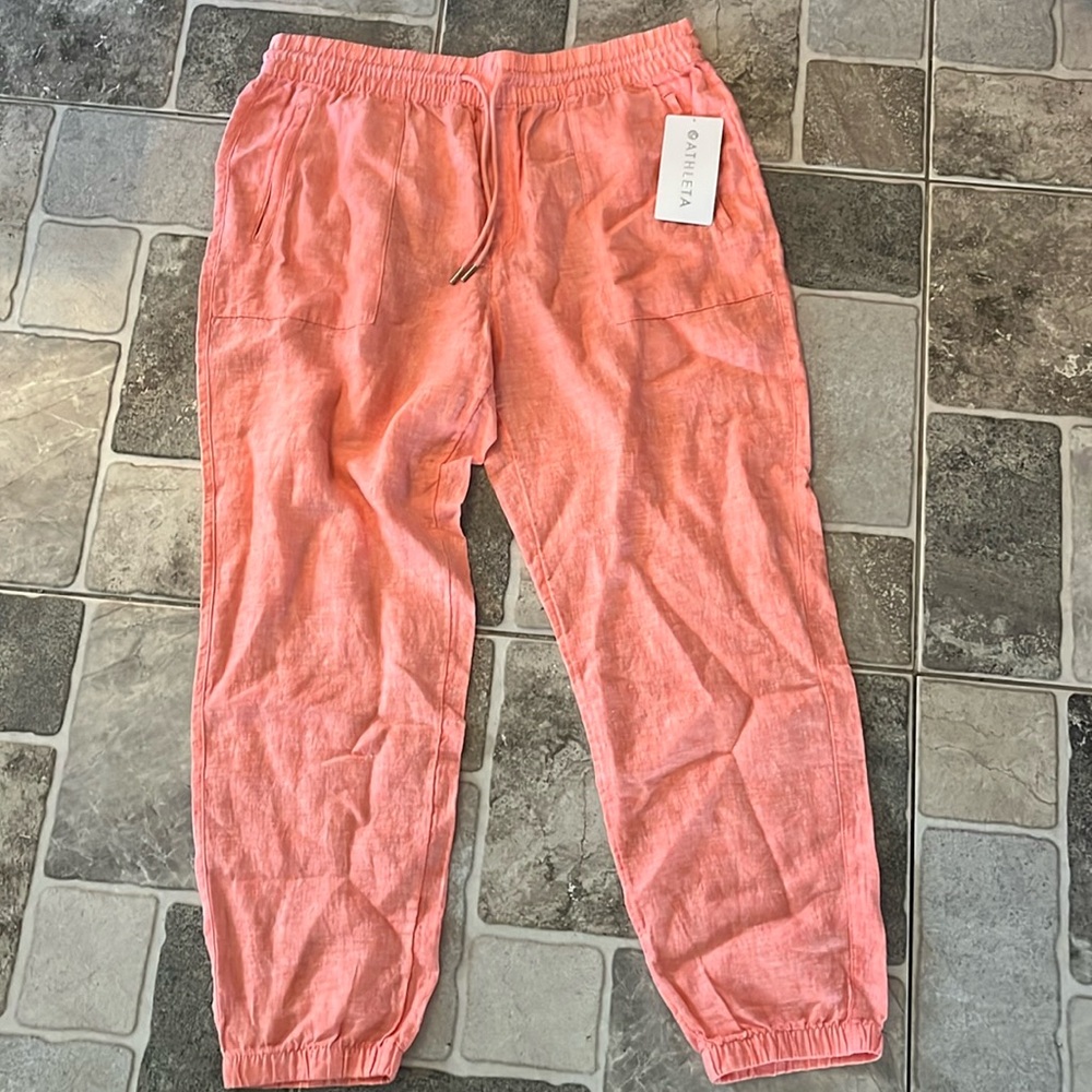 Athleta Retreat Linen Joggers Calia Orange range Size 14